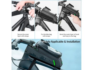Rockbros 029-1BK bicycle bag for frame with phone cover - black Rockbros 029-1BK bicycle bag for frame with phone cover - black