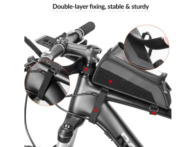 Rockbros 029-1BK bicycle bag for frame with phone cover - black Rockbros 029-1BK bicycle bag for frame with phone cover - black
