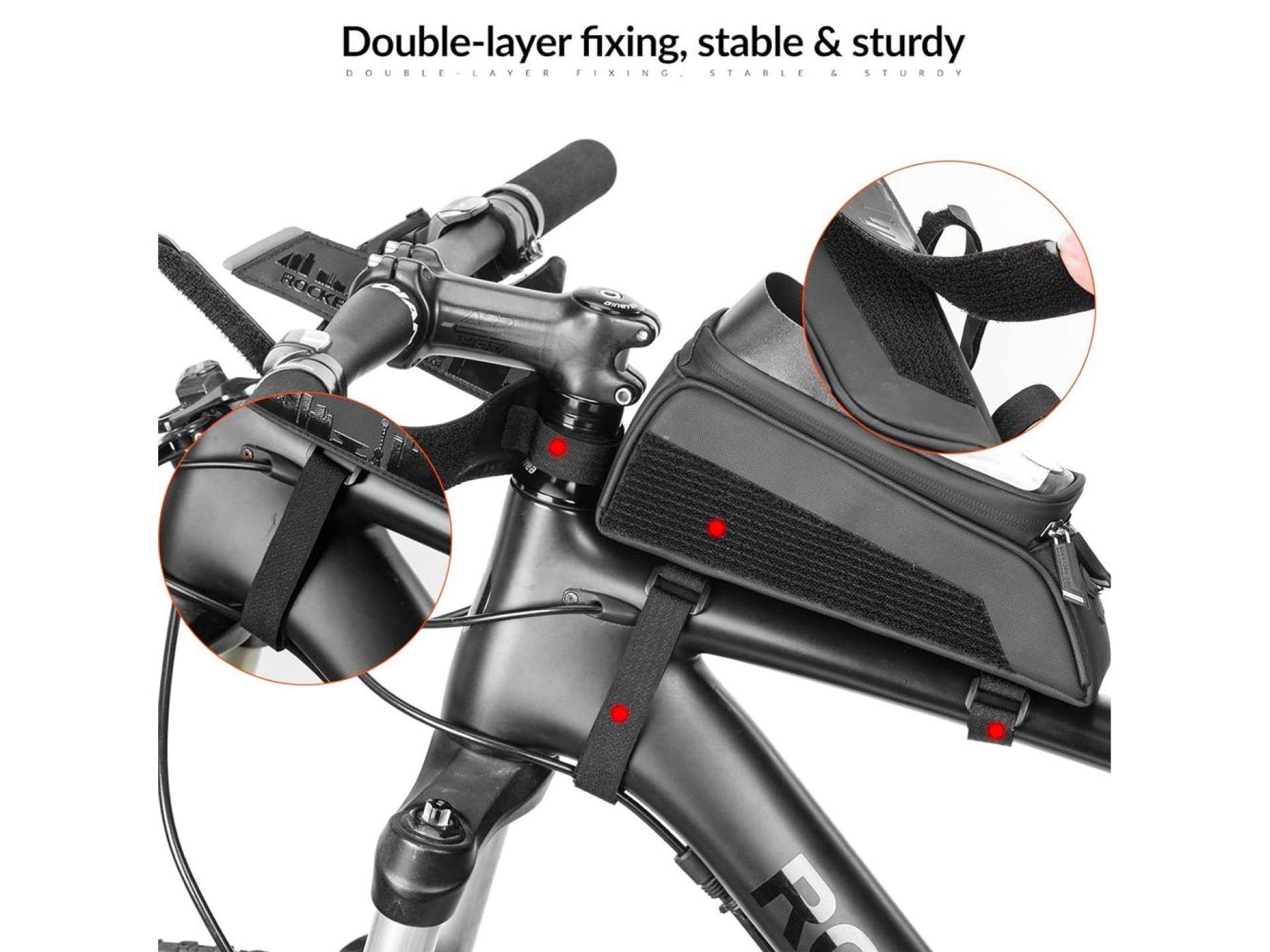 Rockbros 029-1BK bicycle bag for frame with phone cover - black