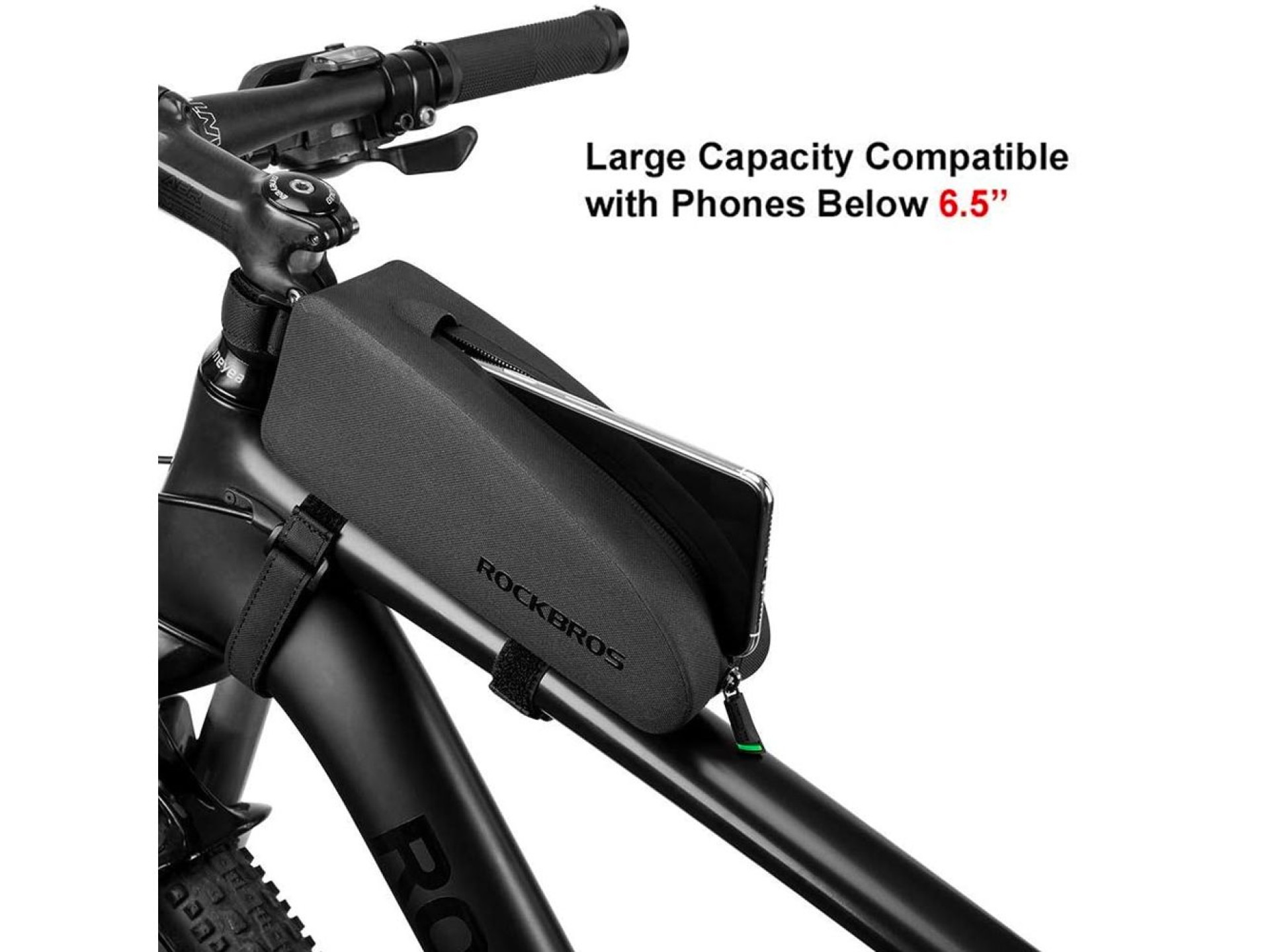 Bolsa impermeável para quadro de bicicleta Rockbros AS-019-1, 1,6 l - preta
