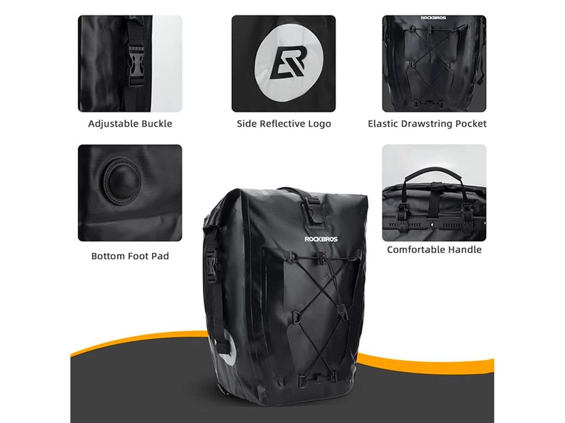 Rockbros 30140022001 waterproof bicycle bag for trunk - black