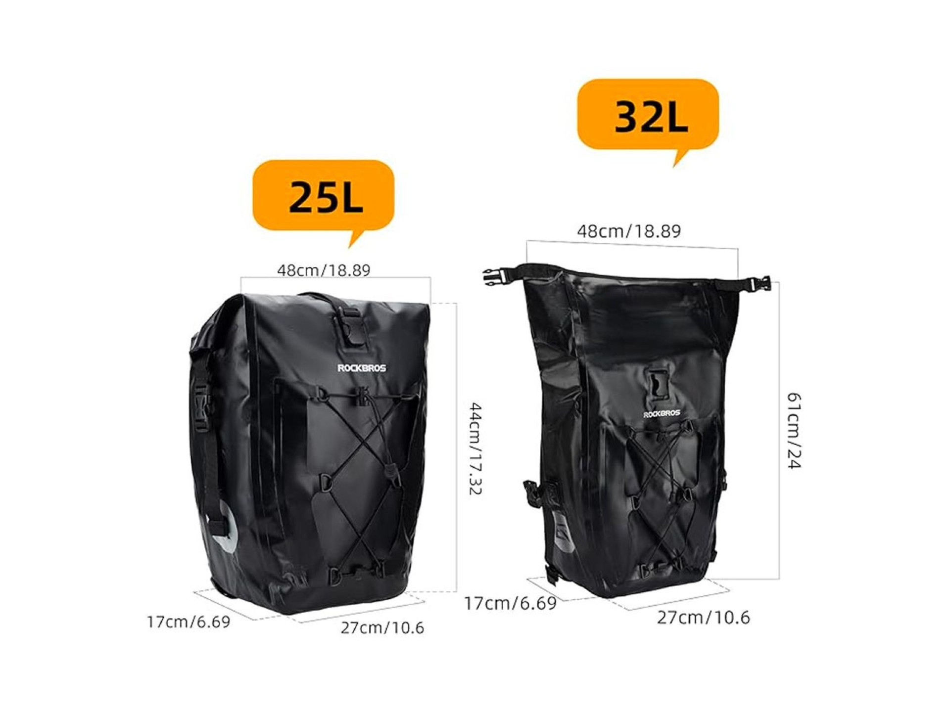 Rockbros 30140022001 waterproof bicycle bag for trunk - black