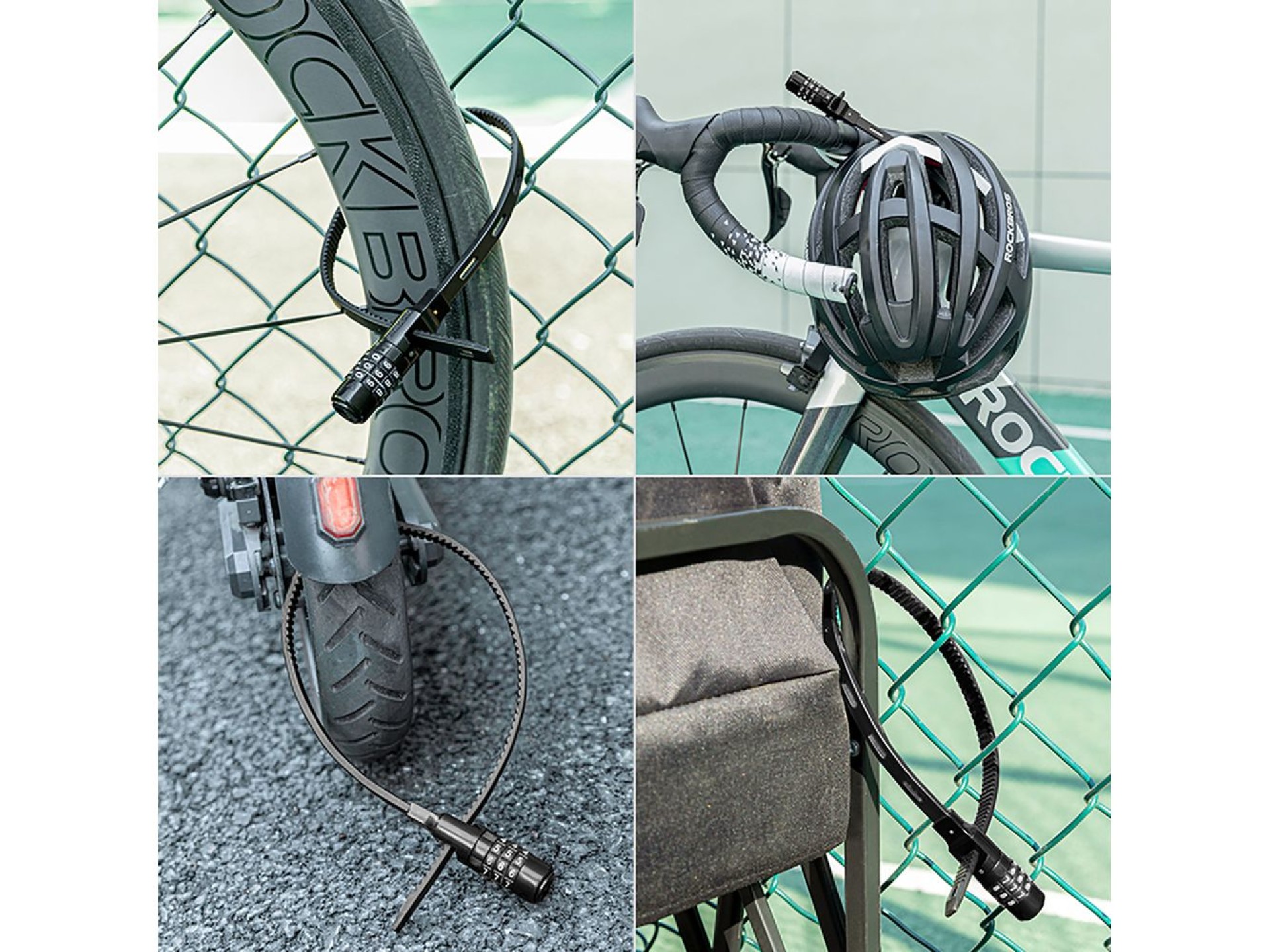 Rockbros 3240001001 bicycle lock for 0.5 m combination - black