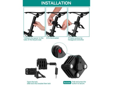 Rockbros WD795 foldable bicycle lock - black Rockbros WD795 foldable bicycle lock - black