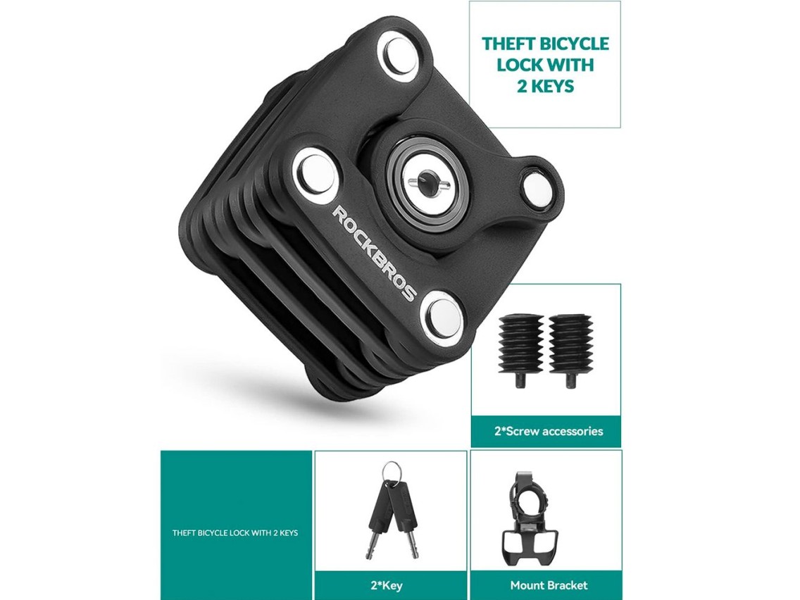 Cadeado dobrável para bicicleta Rockbros WD795 - preto