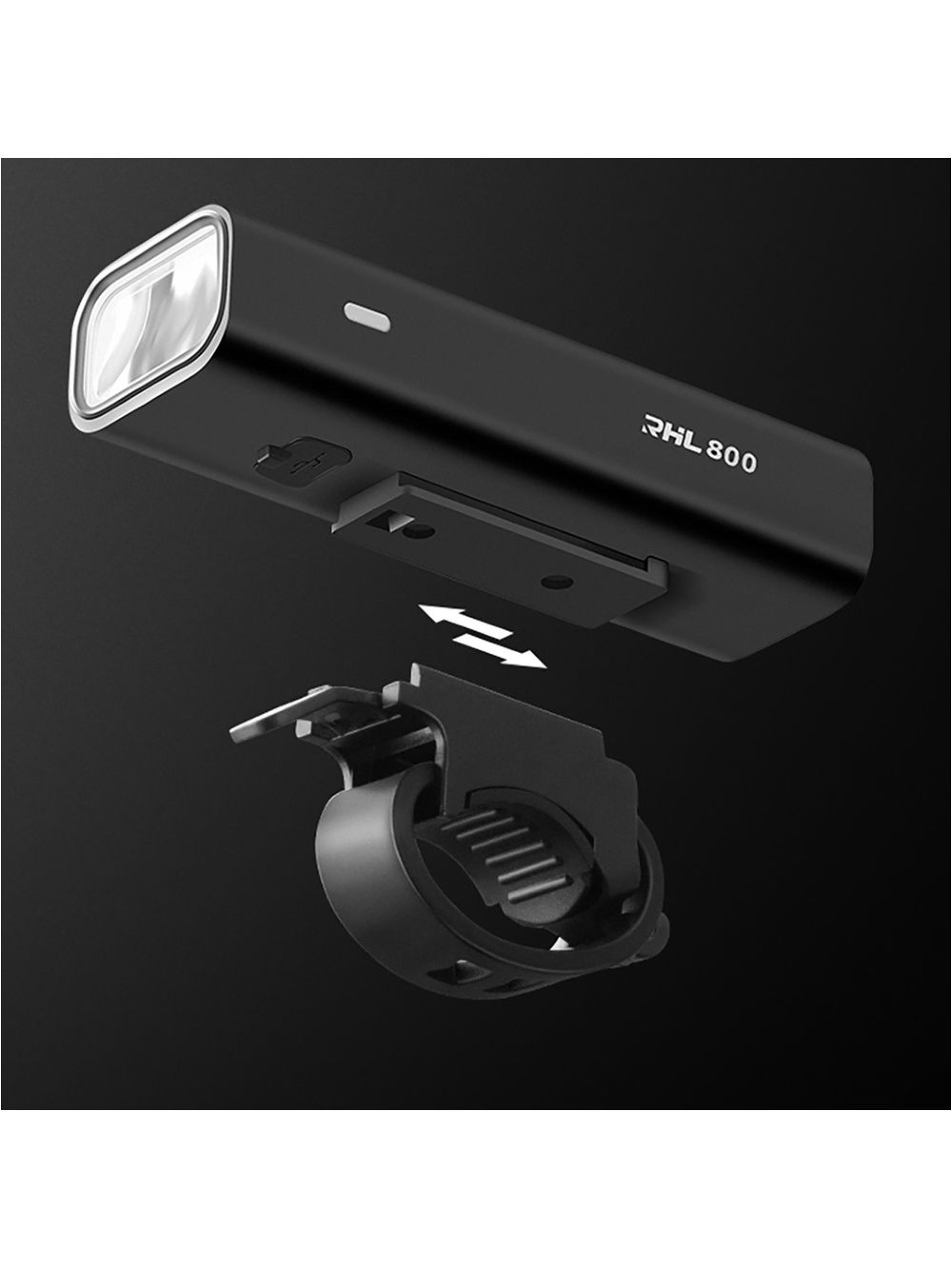 Luz delantera para bicicleta Rockbros 24710012001 de 800 lm + cable USB-C - USB-A - negra