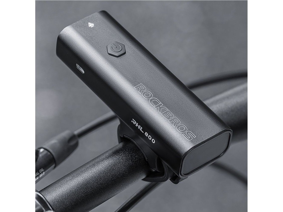 Luz delantera para bicicleta Rockbros 24710012001 de 800 lm + cable USB-C - USB-A - negra