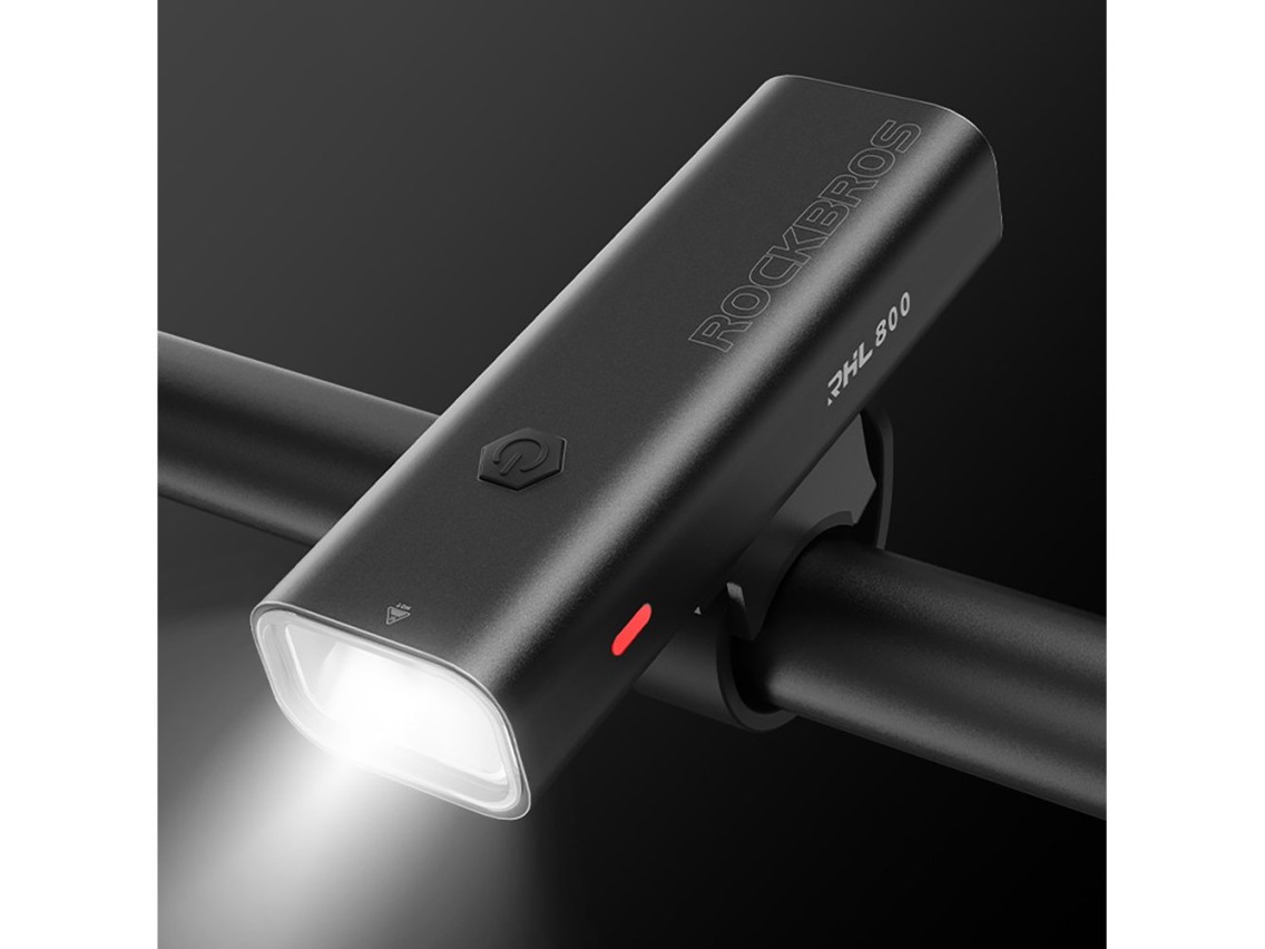 Luz delantera para bicicleta Rockbros 24710012001 de 800 lm + cable USB-C - USB-A - negra