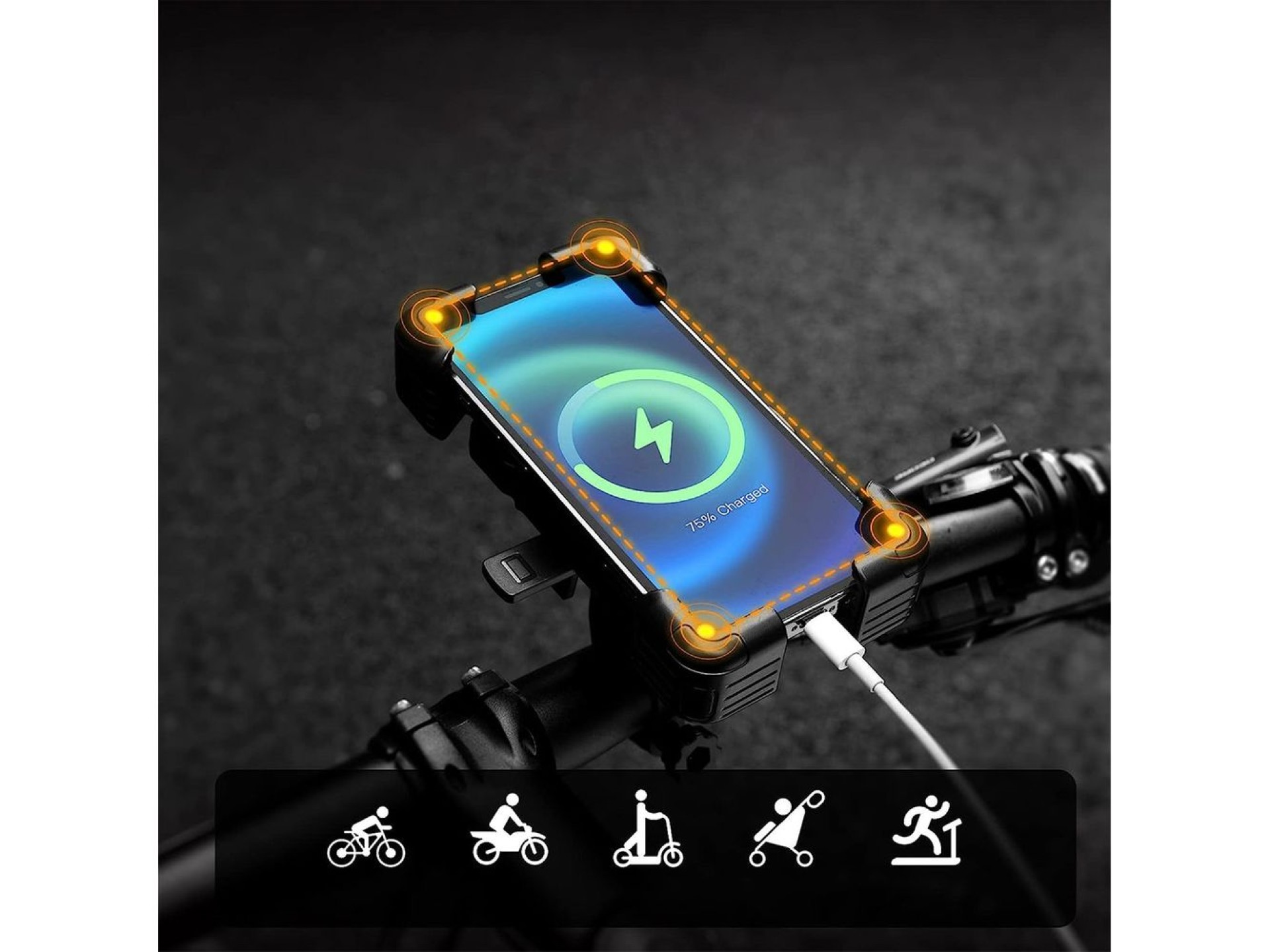 Suporte para celular de guidão de bicicleta Rockbros 25210030001 - Preto