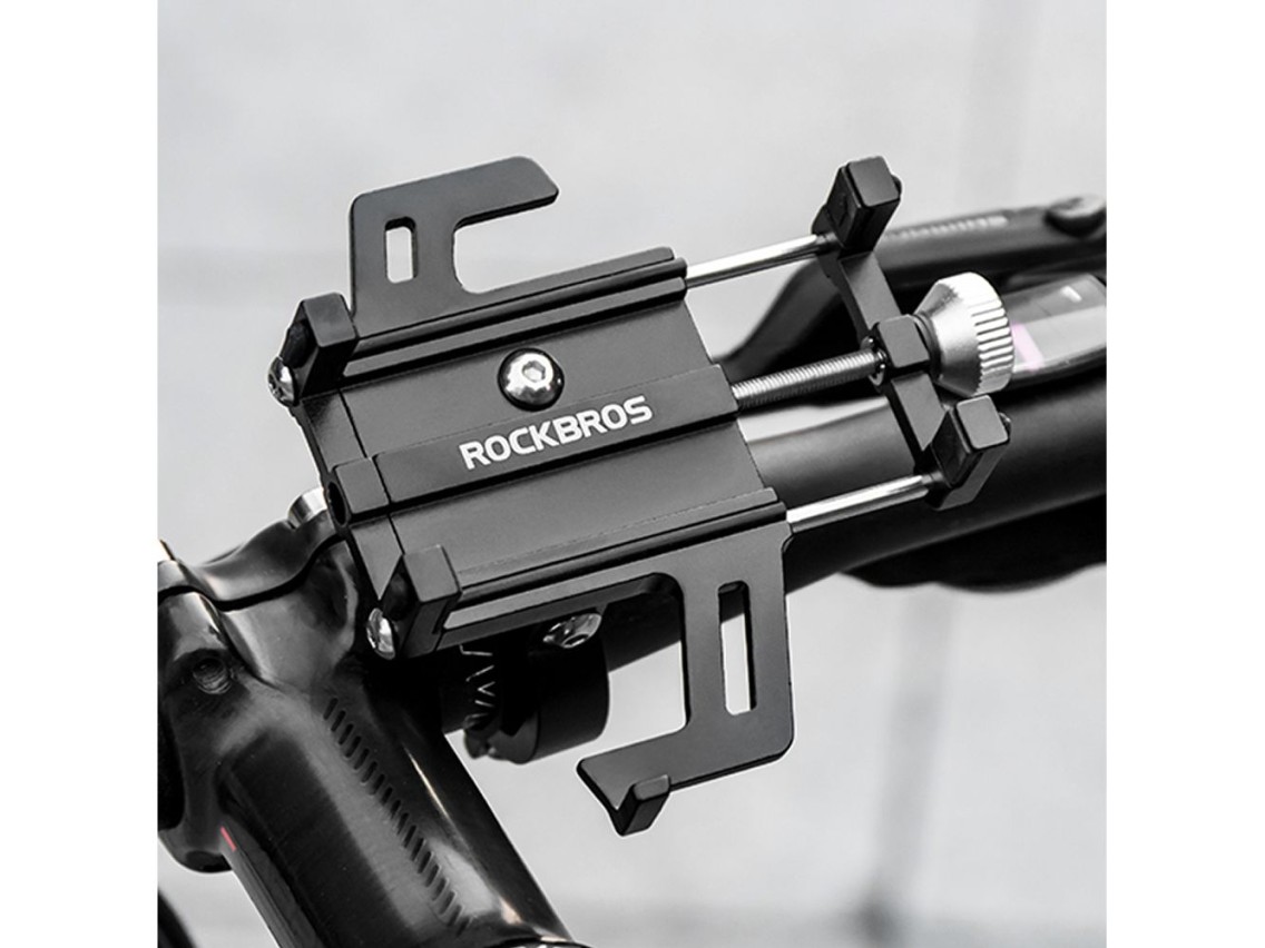 Soporte para teléfono de bicicleta Rockbros 699-BK de aleación de aluminio - Negro