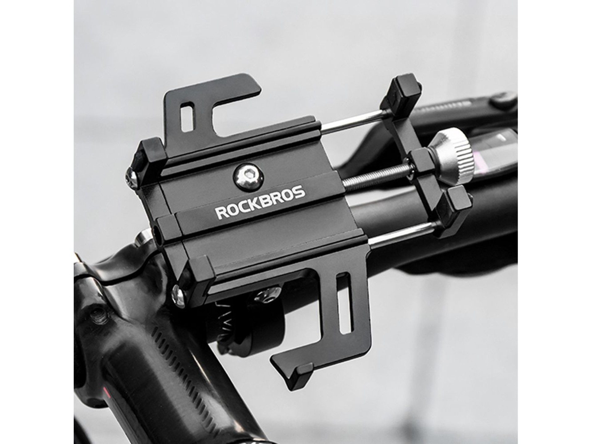 Soporte para teléfono de bicicleta Rockbros 699-BK de aleación de aluminio - Negro