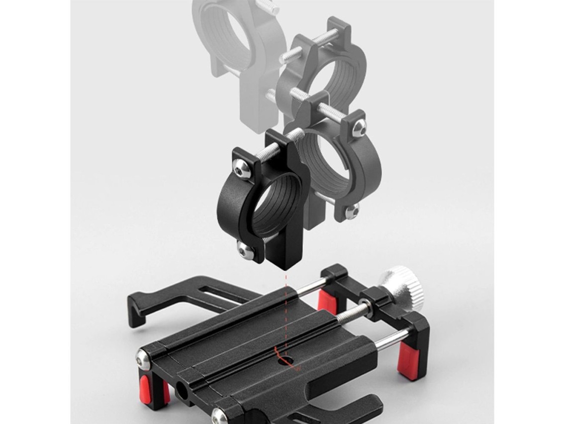 Soporte para teléfono de bicicleta Rockbros 699-BK de aleación de aluminio - Negro