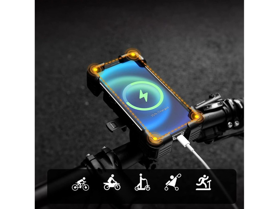 Suporte para celular de guidão de bicicleta Rockbros 25210030001 - Preto