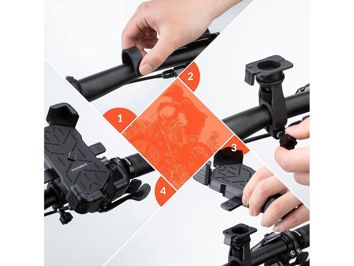 Suporte para celular de guidão de bicicleta Rockbros 25210030001 - Preto