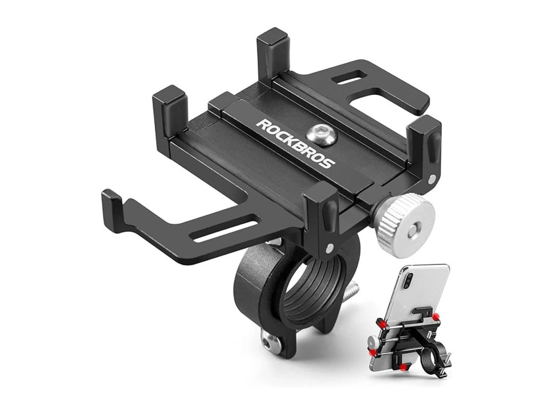Soporte para teléfono de bicicleta Rockbros 699-BK de aleación de aluminio - Negro