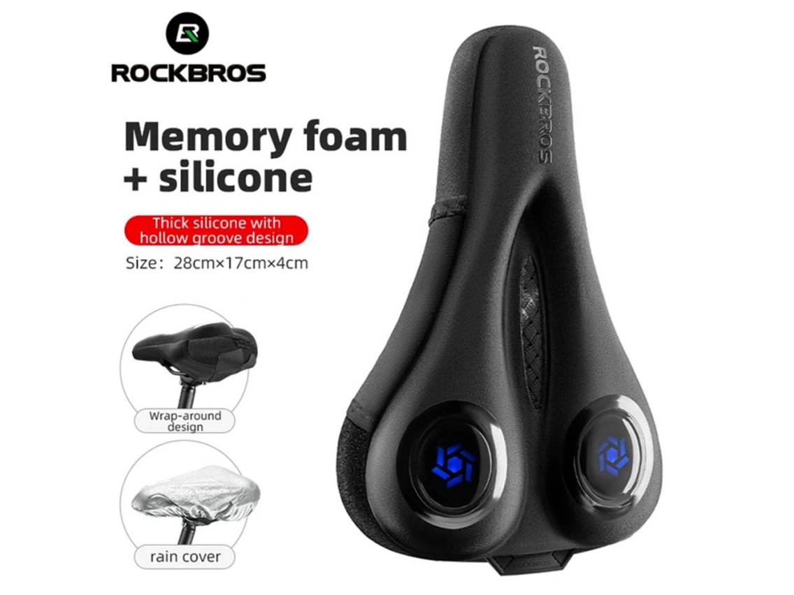 Funda para sillín Rockbros LF044BL con cubierta para la lluvia - negro y azul
