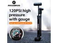 Rockbros 42310006001 bicycle pump with pressure gauge - black