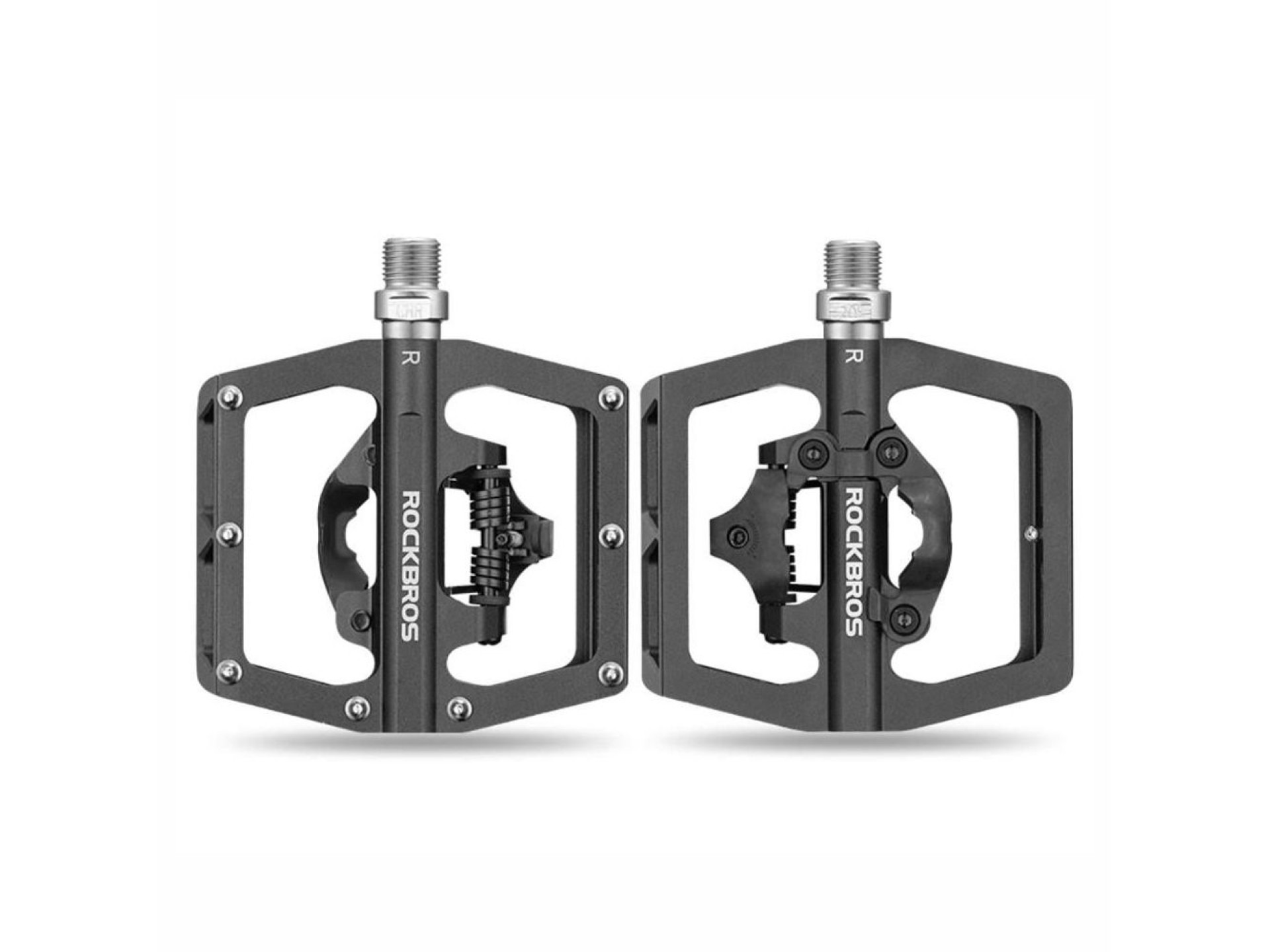 Conjunto de pedais de bicicleta Rockbros PD15-BK em liga de alumínio - Preto