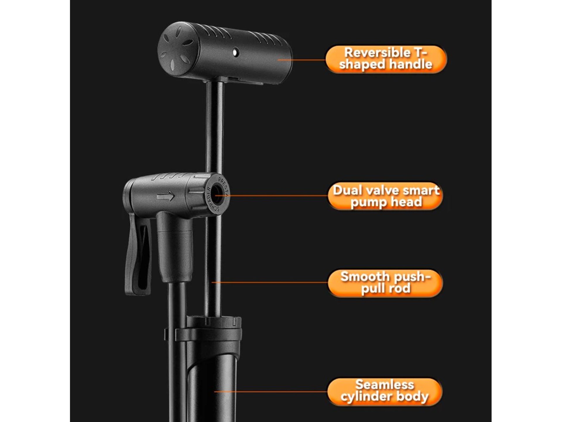 Rockbros 42310006001 bicycle pump with pressure gauge - black