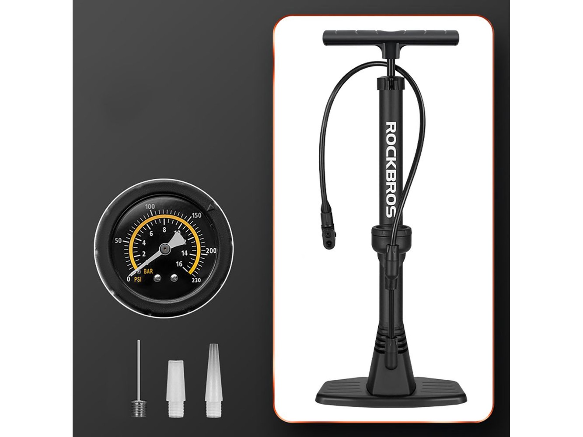 Bomba de pie para bicicleta Rockbros 42510001001 - negra