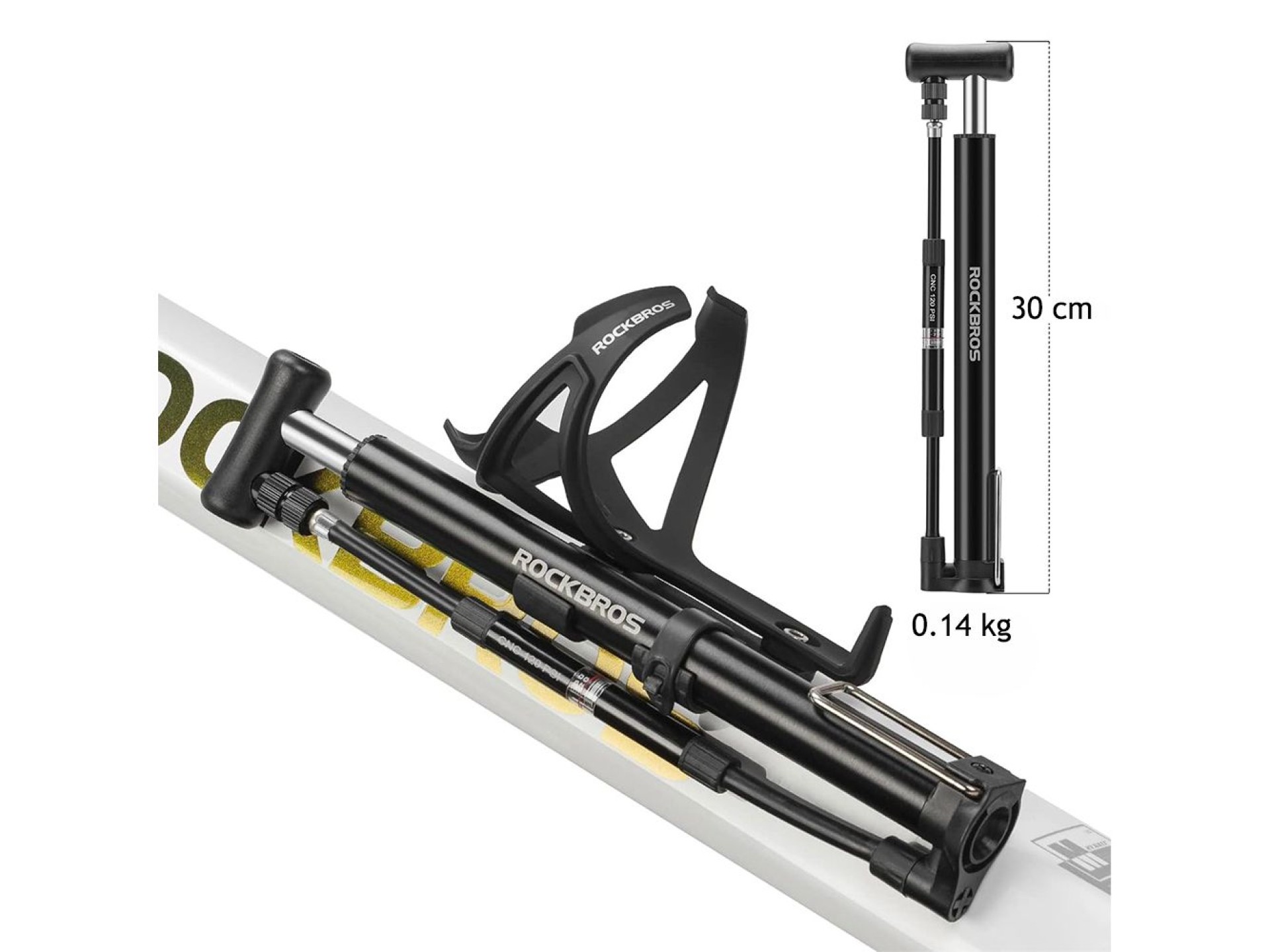 Bomba de pie para bicicleta Rockbros 42322821001 - negra