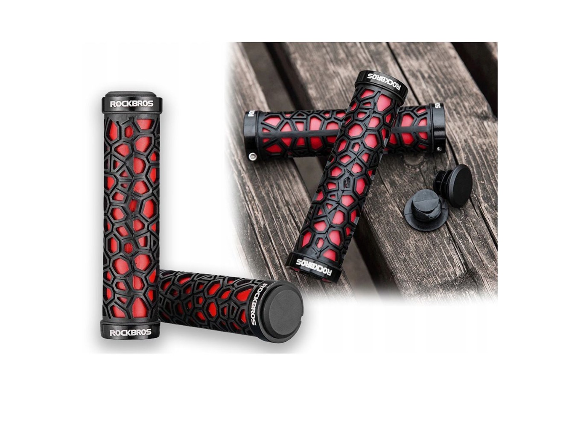 Puños para bicicleta Rockbros 2017-14ARD - negro y rojo