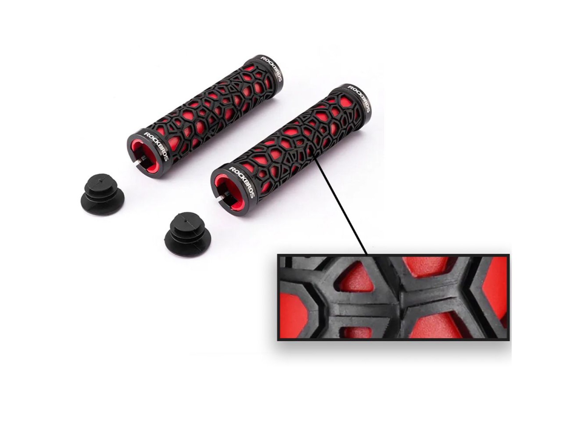 Puños para bicicleta Rockbros 2017-14ARD - negro y rojo