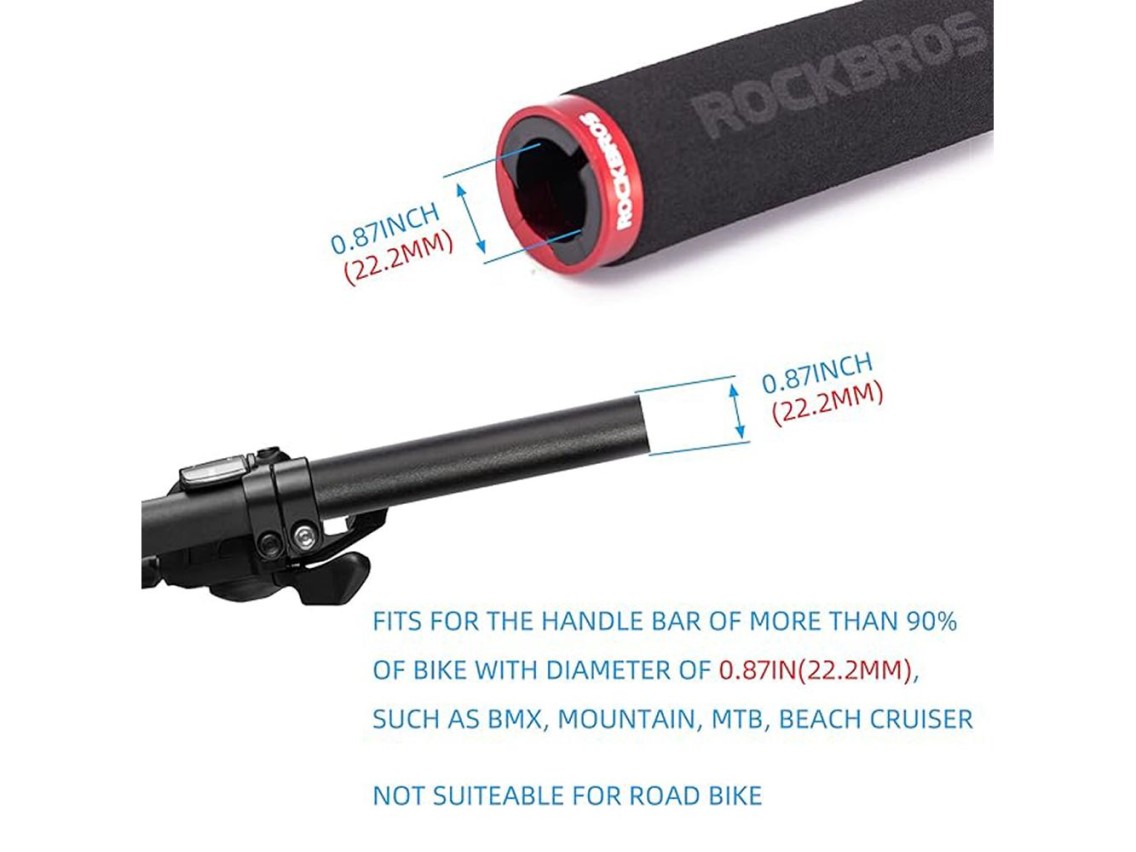 Rockbros BT1001BKRD sponge bicycle handlebar grips - black and red