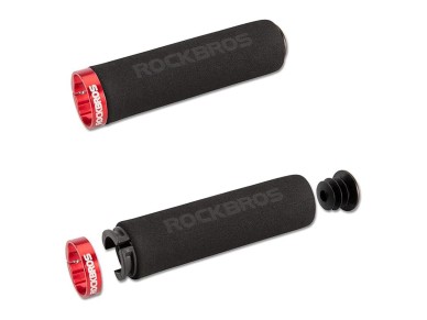 Rockbros BT1001BKRD sponge bicycle handlebar grips - black and red Rockbros BT1001BKRD sponge bicycle handlebar grips - black and red
