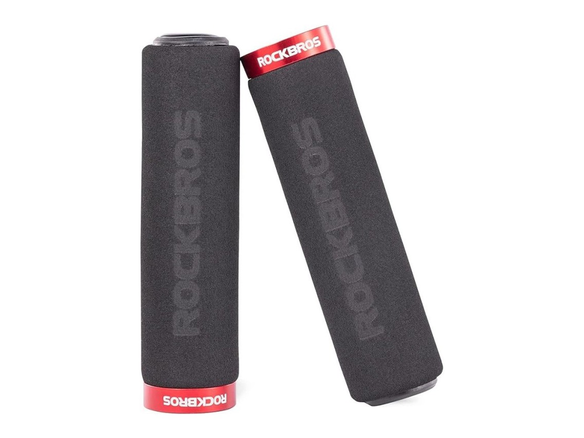 Rockbros BT1001BKRD sponge bicycle handlebar grips - black and red