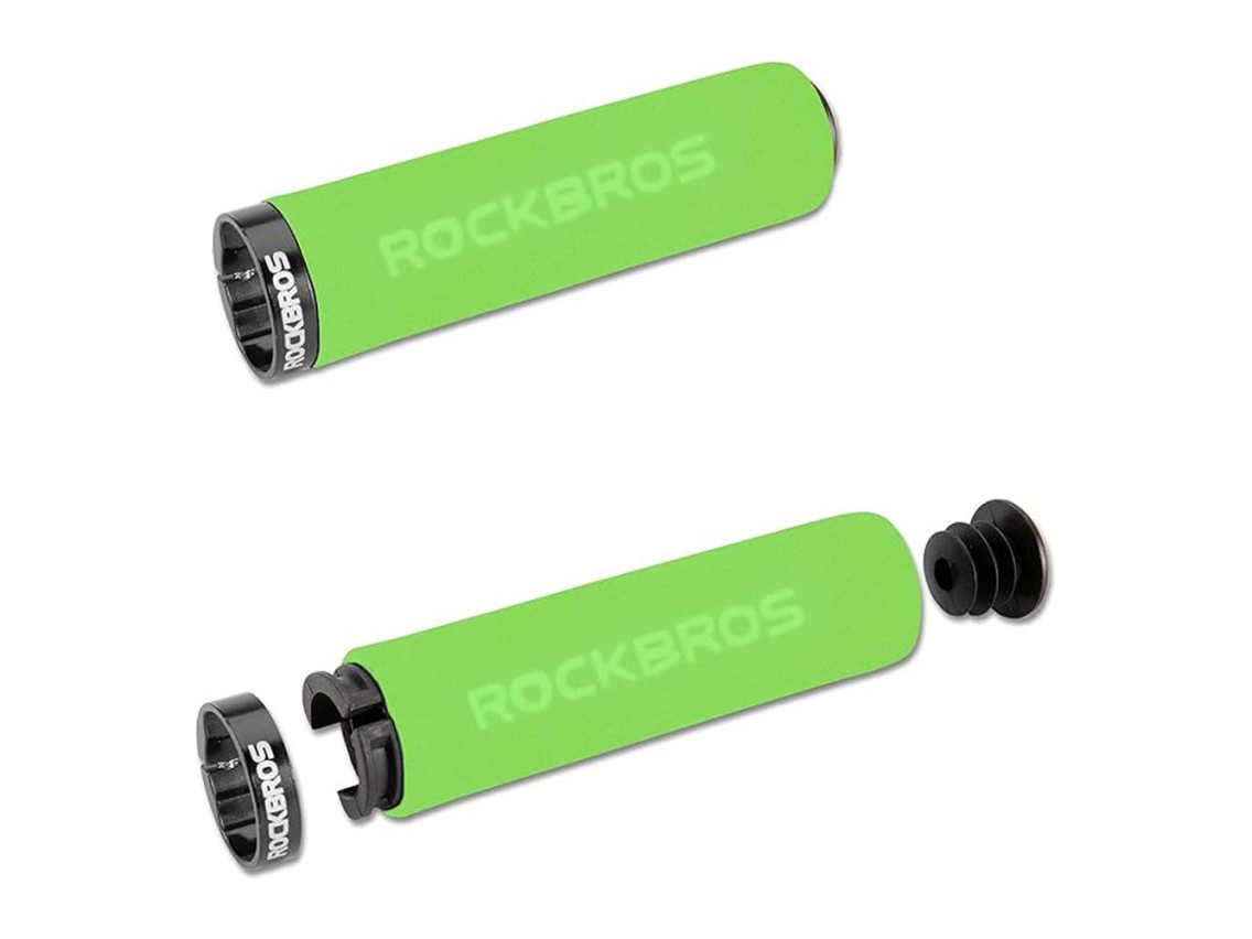 Rockbros BT1001GNBK sponge bicycle handlebar grips - green and black