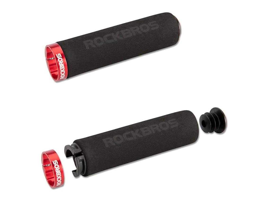 Rockbros BT1001BKRD sponge bicycle handlebar grips - black and red