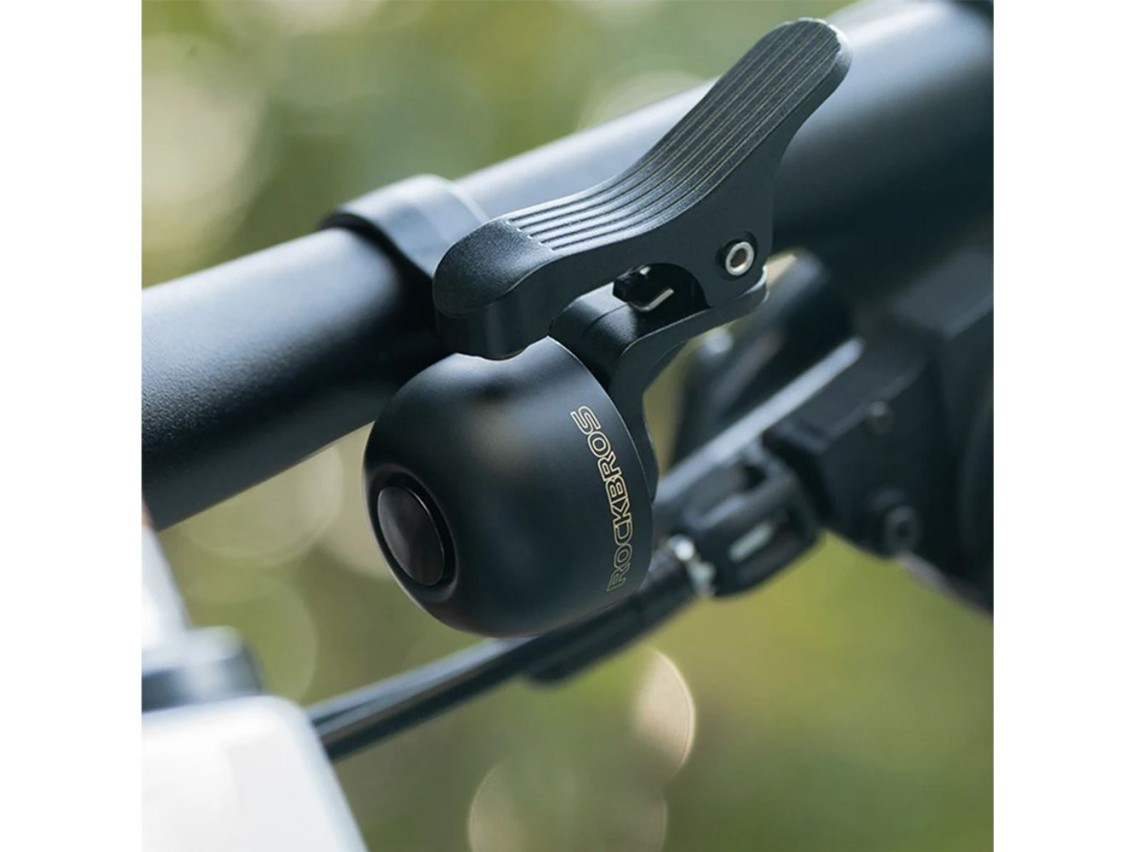 Campainha de bicicleta Rockbros 34210007001 para o lado esquerdo do guidão - preta