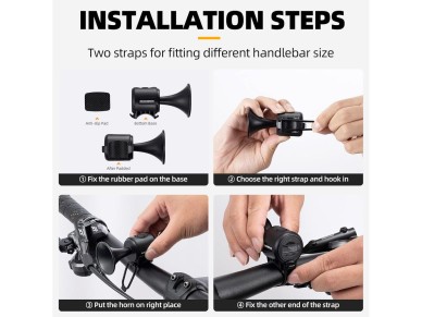 Rockbros 34210002001 electronic bicycle bell - black Rockbros 34210002001 electronic bicycle bell - black