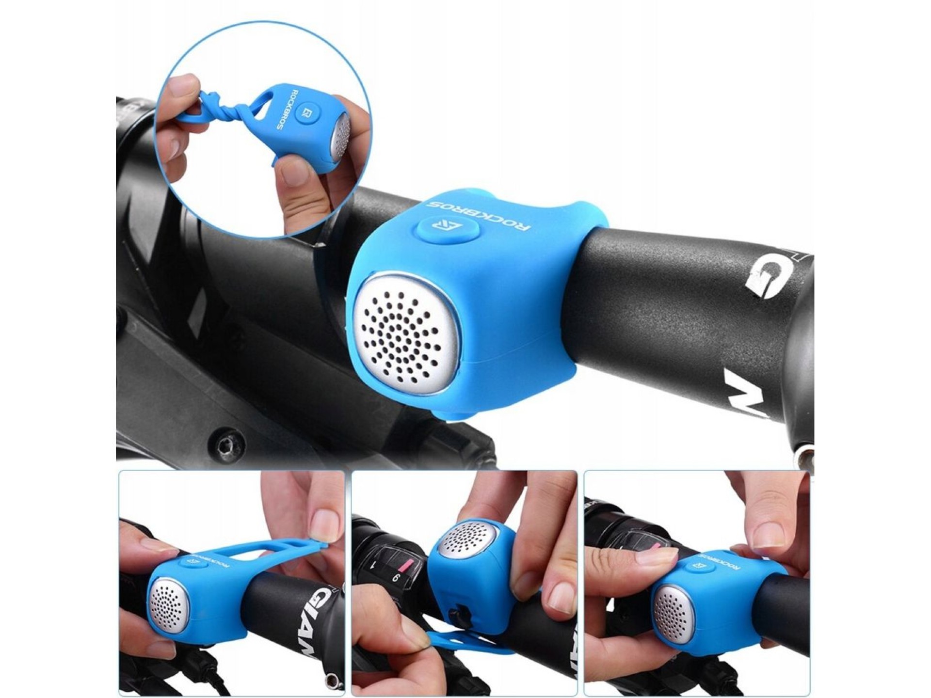Campainha eletrônica para bicicleta Rockbros CB1709BU - azul