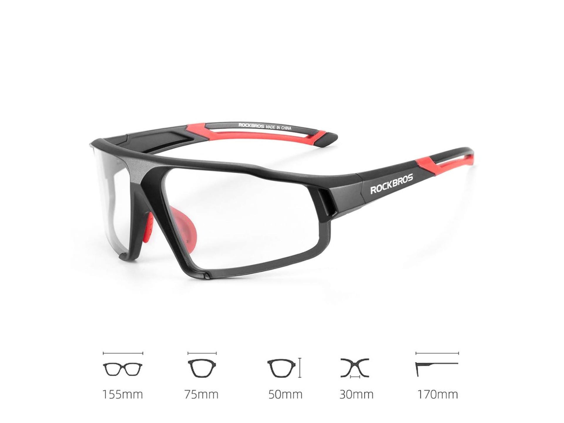 Óculos de ciclismo fotocromáticos Rockbros SP216BK UV400 - preto e vermelho