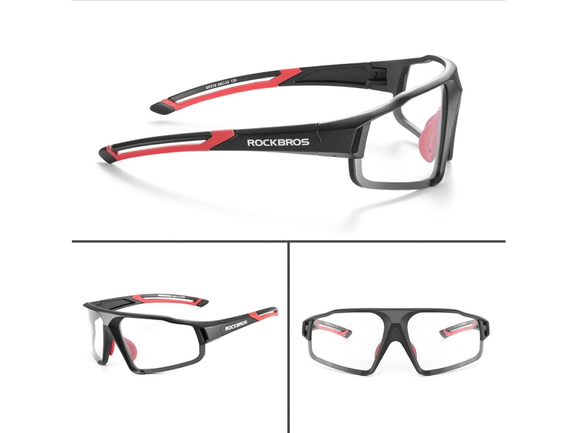 Óculos de ciclismo fotocromáticos Rockbros SP216BK UV400 - preto e vermelho