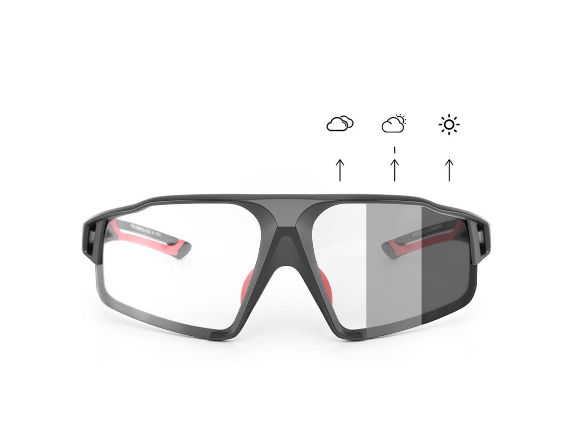 Óculos de ciclismo fotocromáticos Rockbros SP216BK UV400 - preto e vermelho