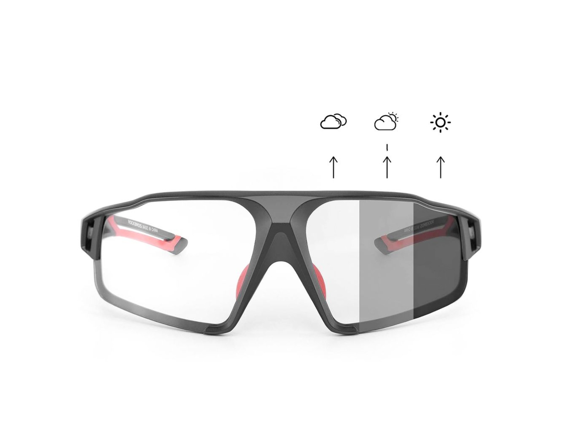 Óculos de ciclismo fotocromáticos Rockbros SP216BK UV400 - preto e vermelho