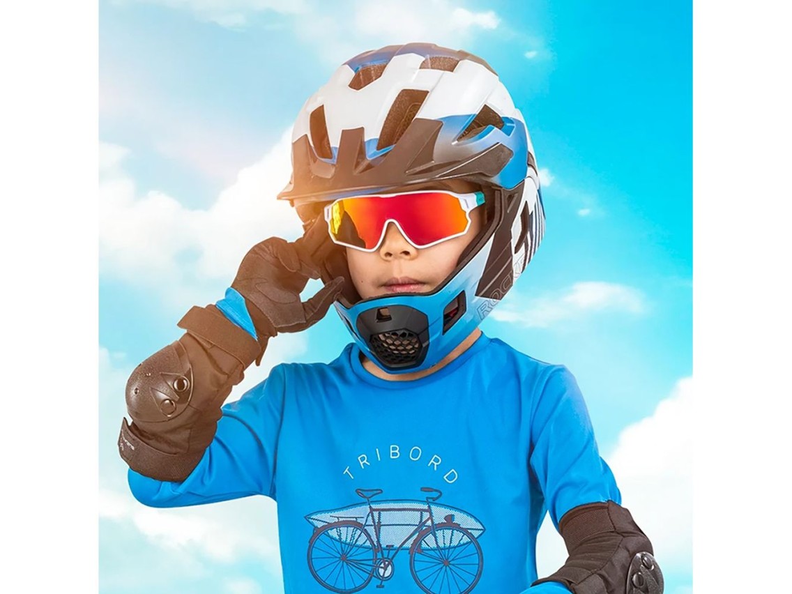 �culos de ciclismo polarizados Rockbros 14110009003 para crian�as de 8 a 14 anos - verde e branco