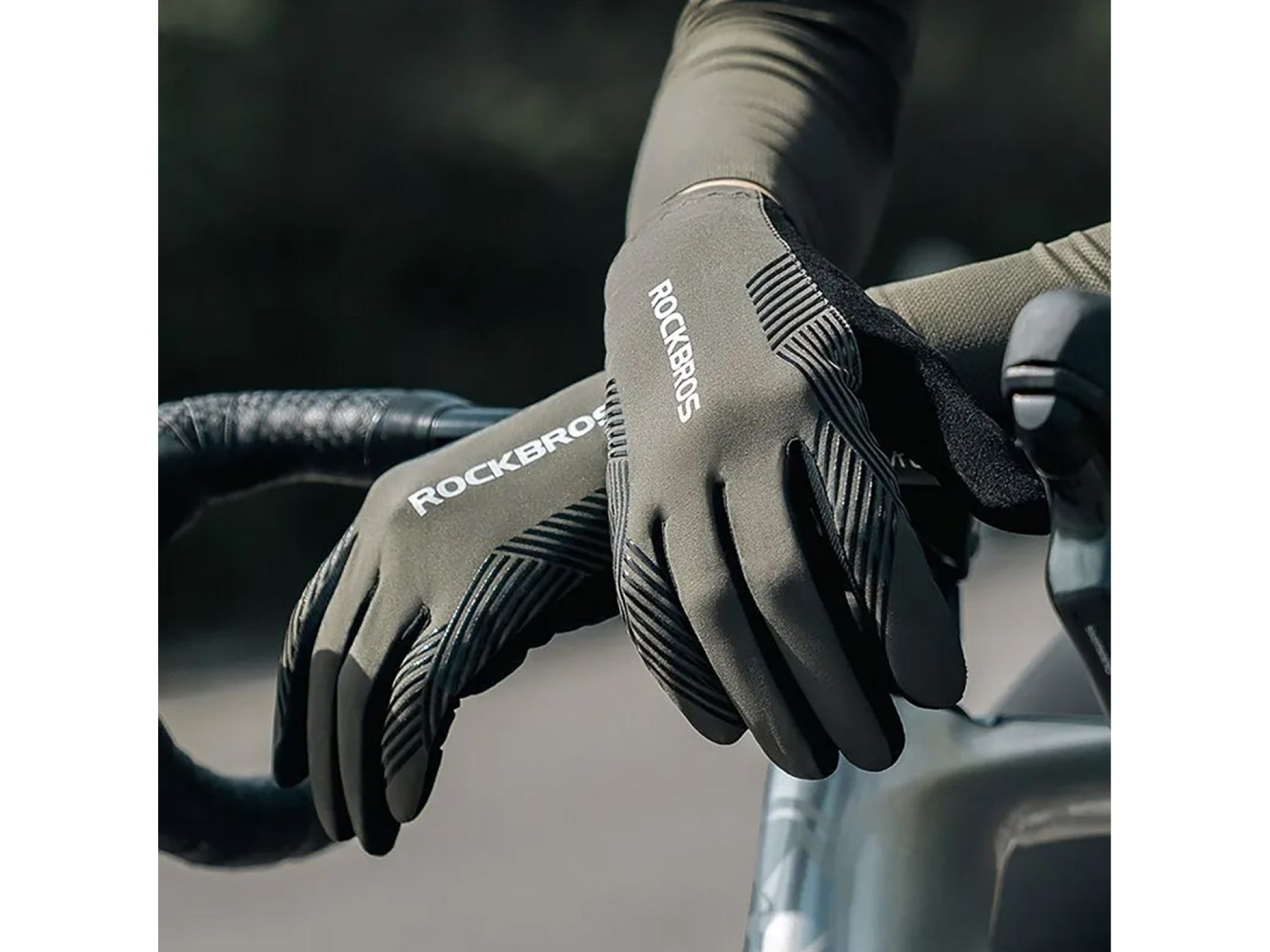Guantes de ciclismo Rockbros 16110006003 con absorción de impactos, talla L - verde y negro
