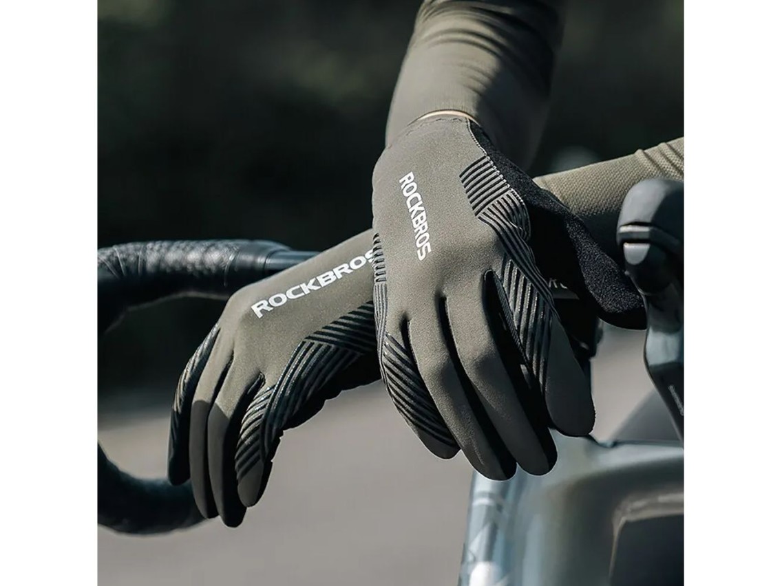 Guantes de ciclismo Rockbros 16110006003 con absorción de impactos, talla L - verde y negro