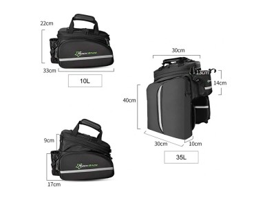 Rockbros A6-03BK bicycle bag for trunk 35 l with fold-out pockets - black Rockbros A6-03BK bicycle bag for trunk 35 l with fold-out pockets - black