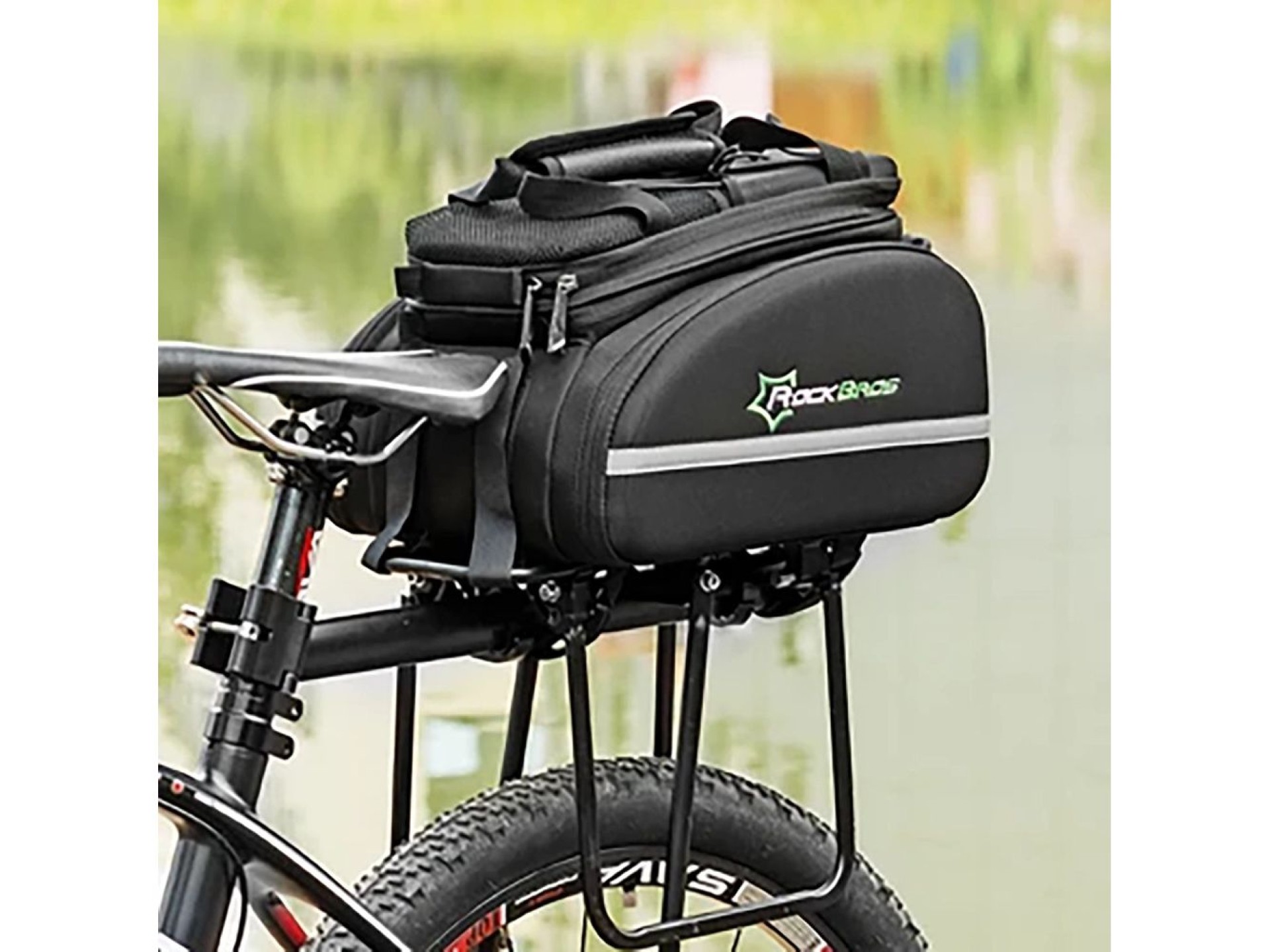 Rockbros A6-03BK bicycle bag for trunk 35 l with fold-out pockets - black
