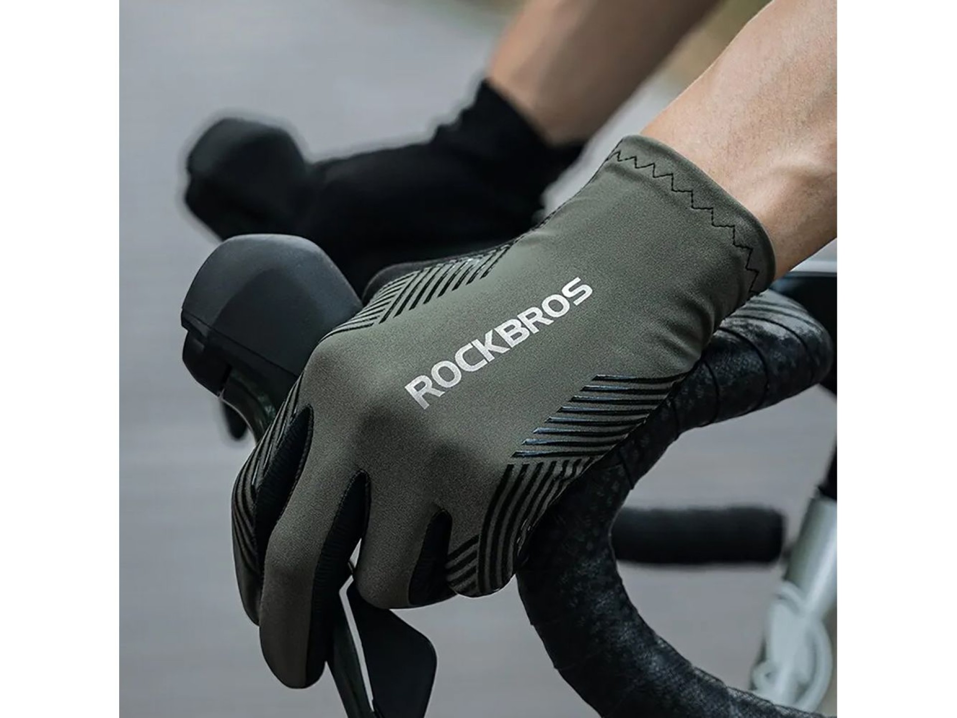 Guantes de ciclismo Rockbros 16110006003 con absorción de impactos, talla L - verde y negro