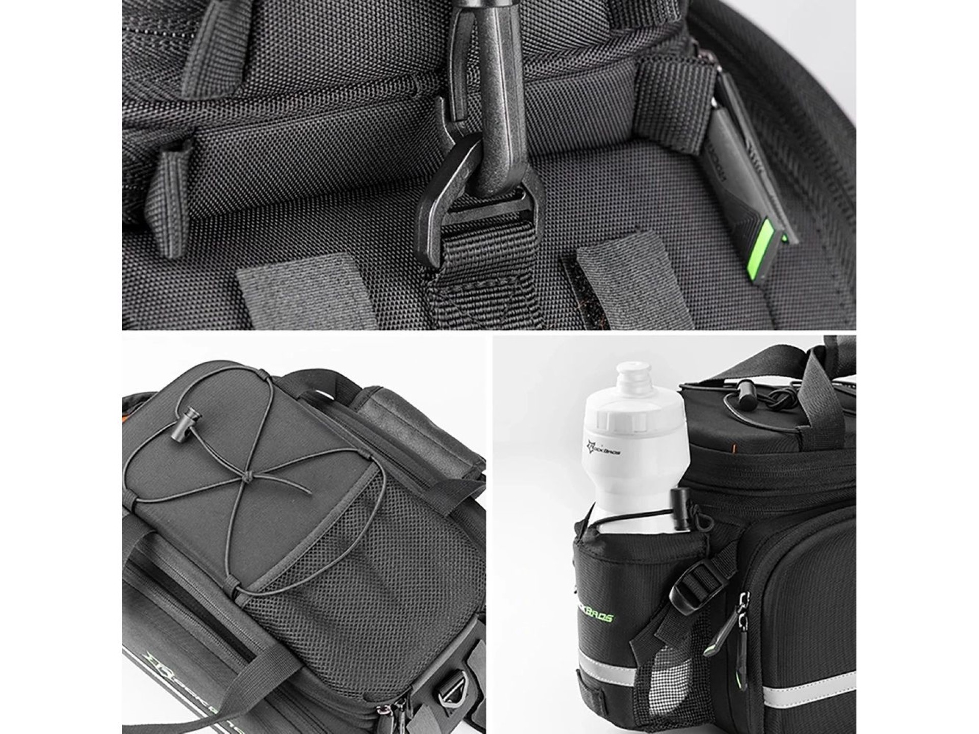 Rockbros A6-03BK bicycle bag for trunk 35 l with fold-out pockets - black