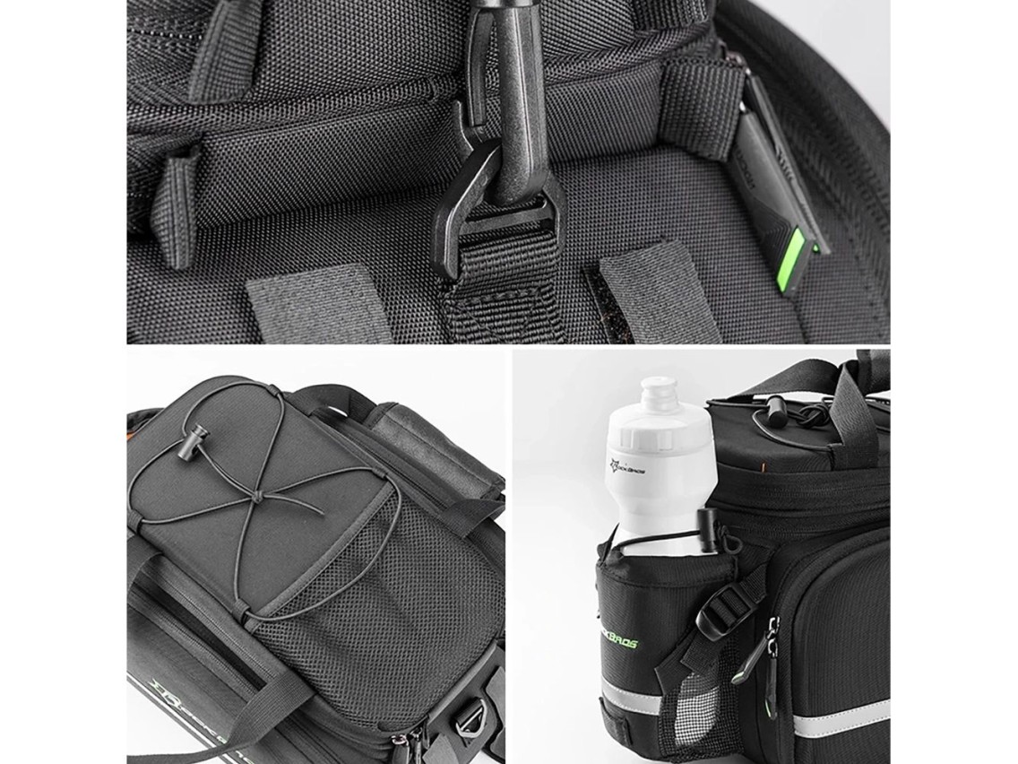 Rockbros A6-03BK bicycle bag for trunk 35 l with fold-out pockets - black