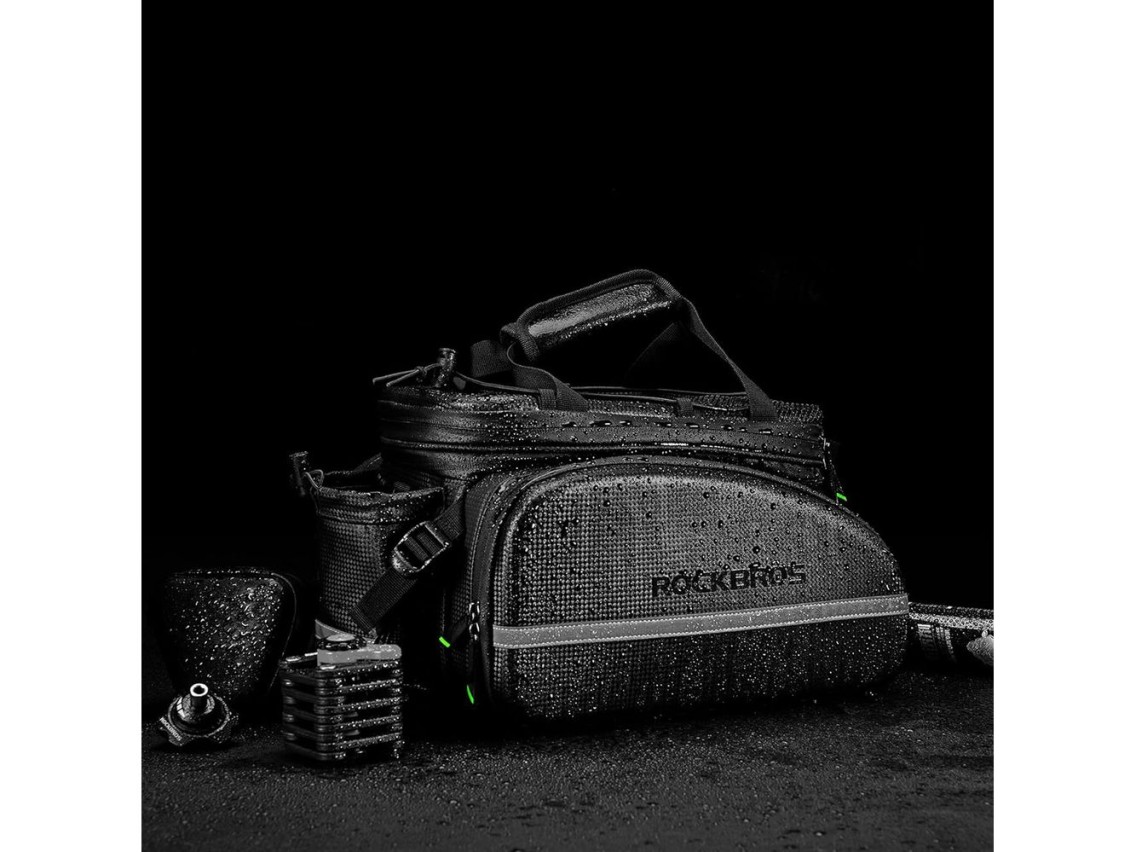 Bolsa para bicicleta Rockbros A6-6 para maletero, 35 l, con bolsillos desplegables - negra