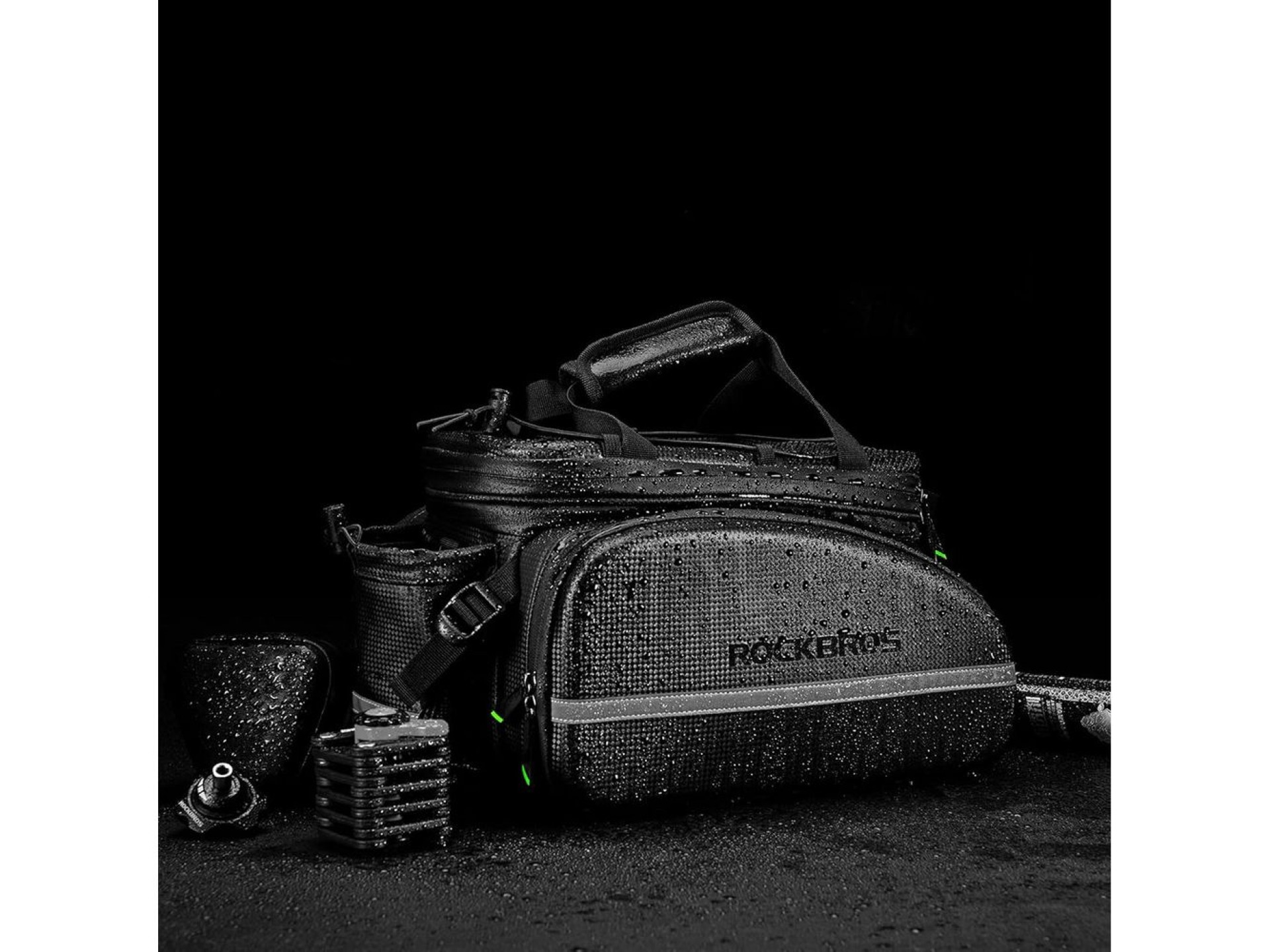 Bolsa para bicicleta Rockbros A6-6 para maletero, 35 l, con bolsillos desplegables - negra