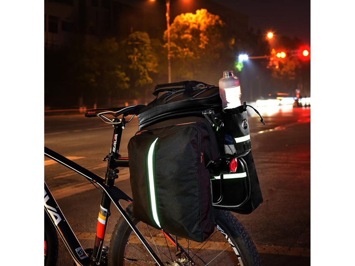 Bolsa para bicicleta Rockbros A6-6 para maletero, 35 l, con bolsillos desplegables - negra